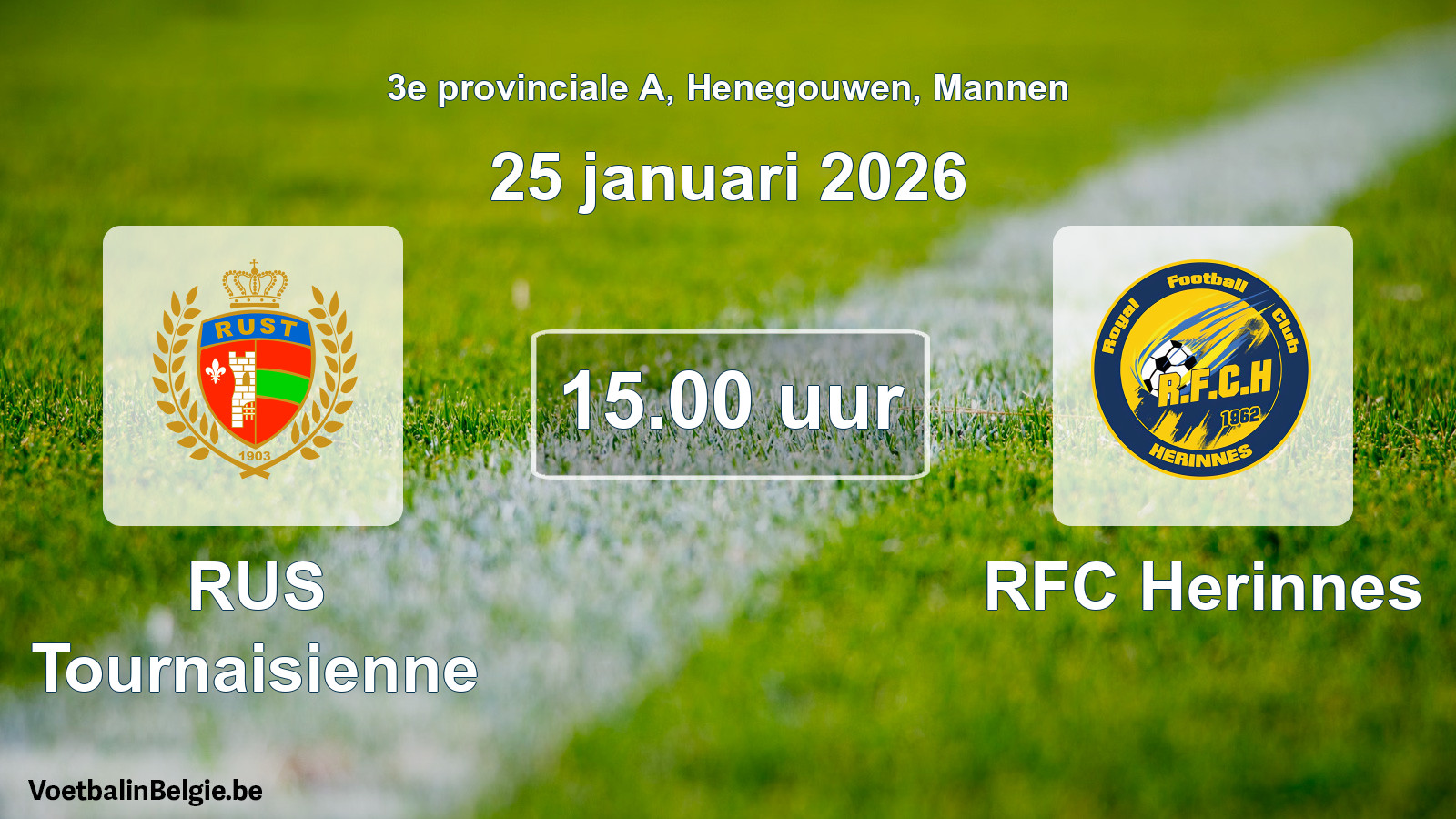 Scheduled match men football: RUS Tournaisienne - RFC Herinnes (25 January 2026)