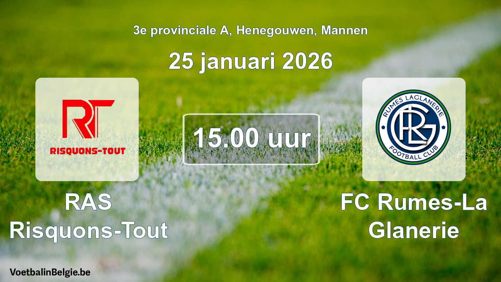 Geplantes Spiel männer-Fußball: RAS Risquons-Tout - FC Rumes-La Glanerie (25 Januar 2026)