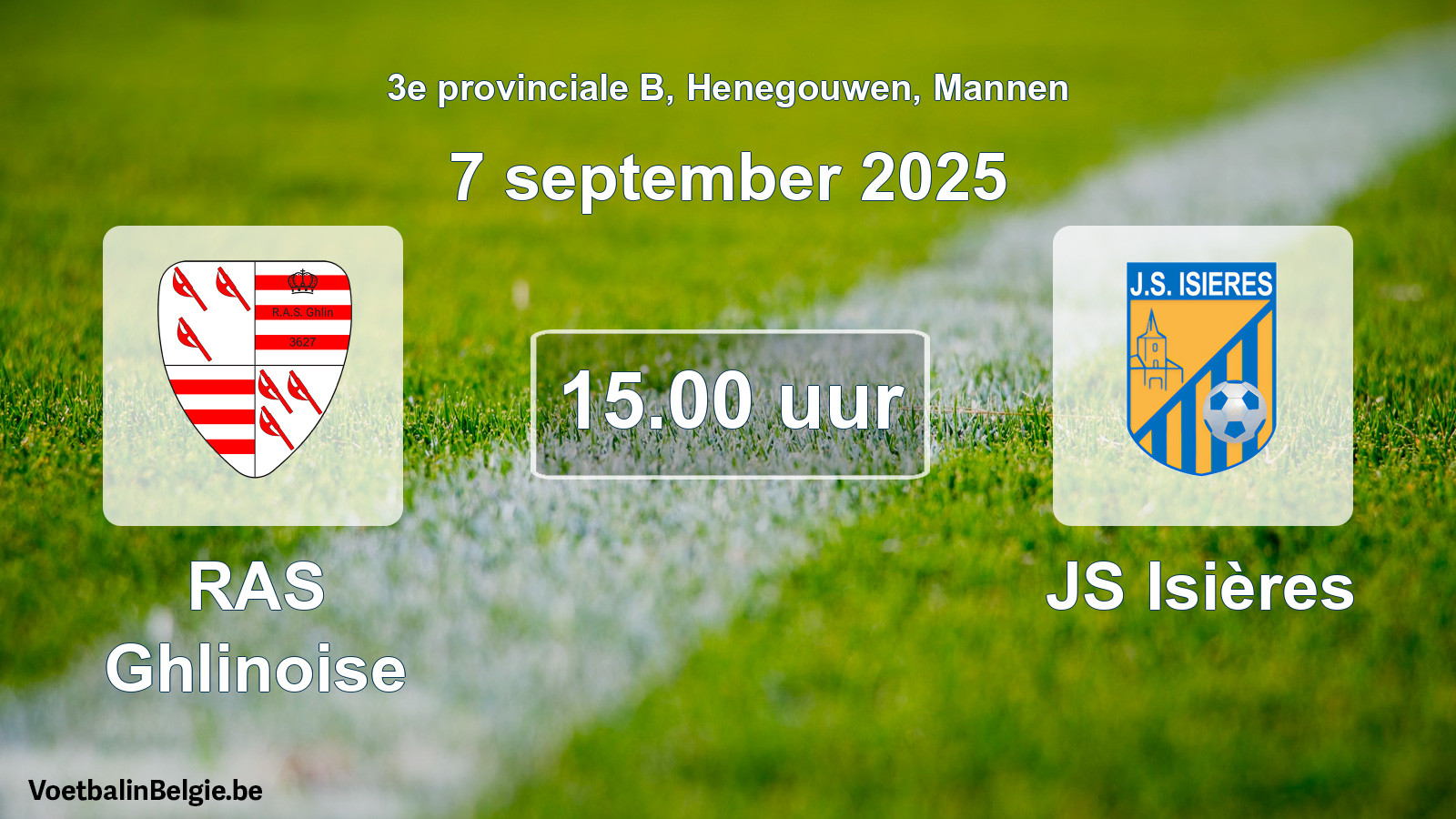 Scheduled match men football: RAS Ghlinoise - JS Isières (7 September 2025)