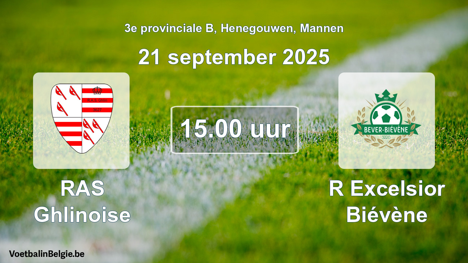 Scheduled match men football: RAS Ghlinoise - R Excelsior Biévène (21 September 2025)
