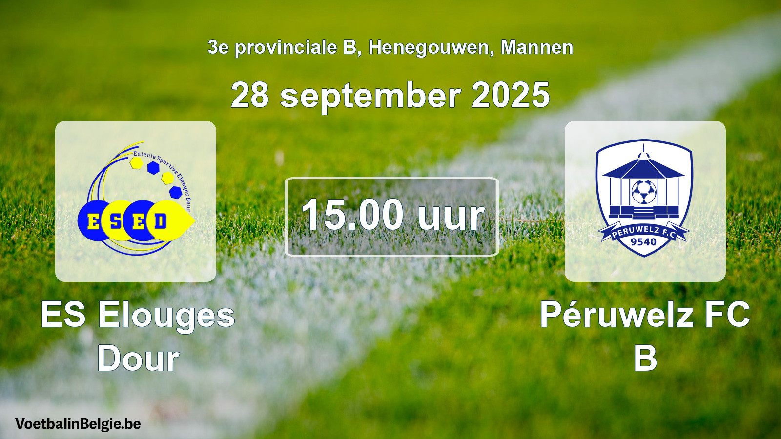 Geplantes Spiel männer-Fußball: ES Elouges Dour - Péruwelz FC B (28 September 2025)