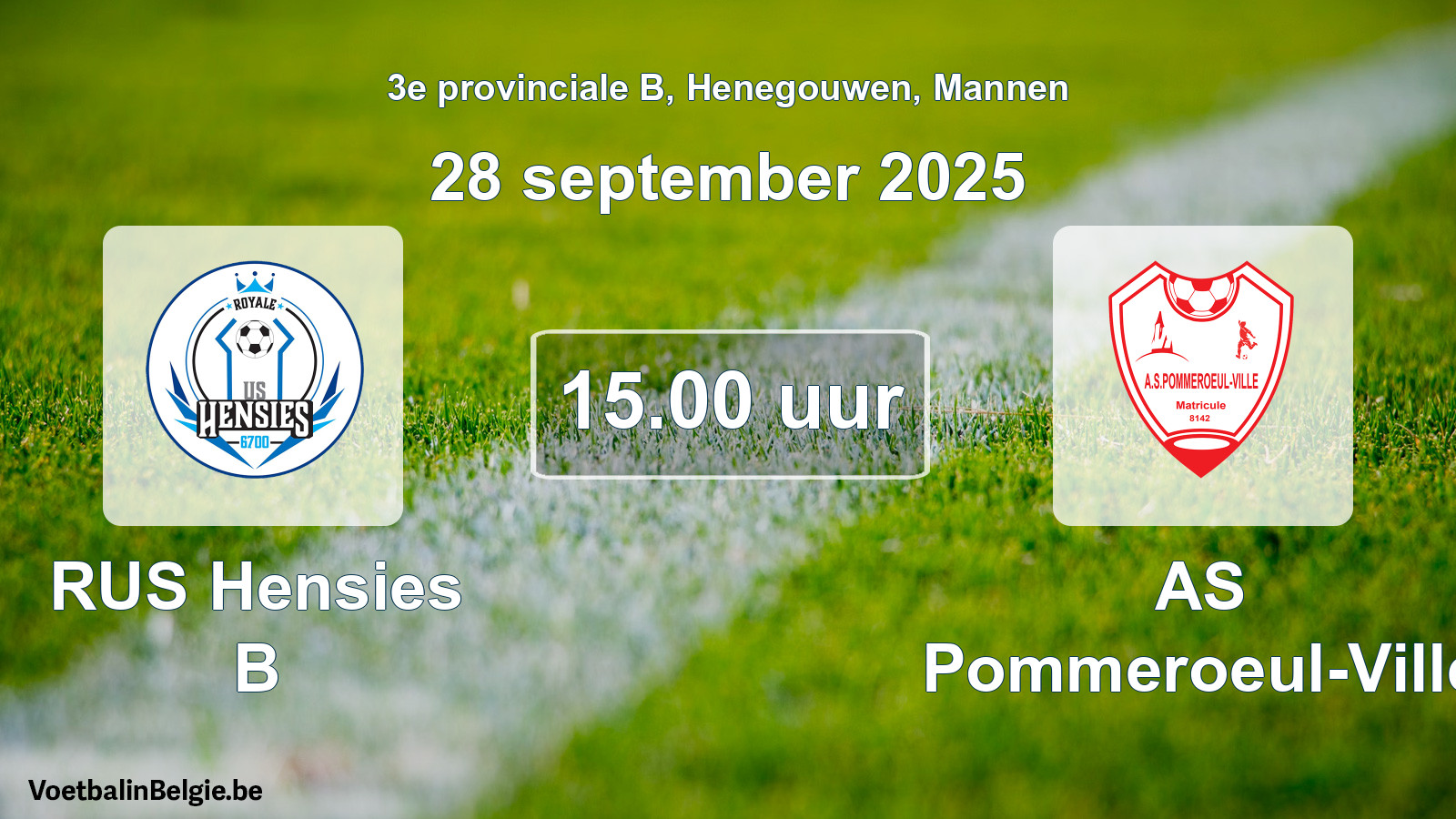 Geplande wedstrijd mannenvoetbal: RUS Hensies B - AS Pommeroeul-Ville (28 september 2025)