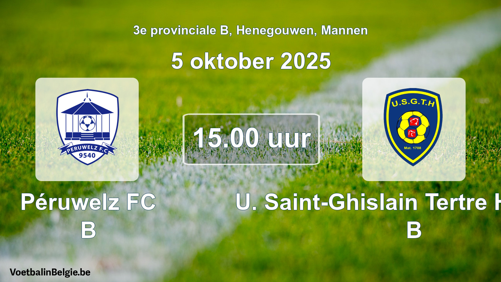 Geplande wedstrijd mannenvoetbal: Péruwelz FC B - U. Saint-Ghislain Tertre Hautrage B (5 oktober 2025)