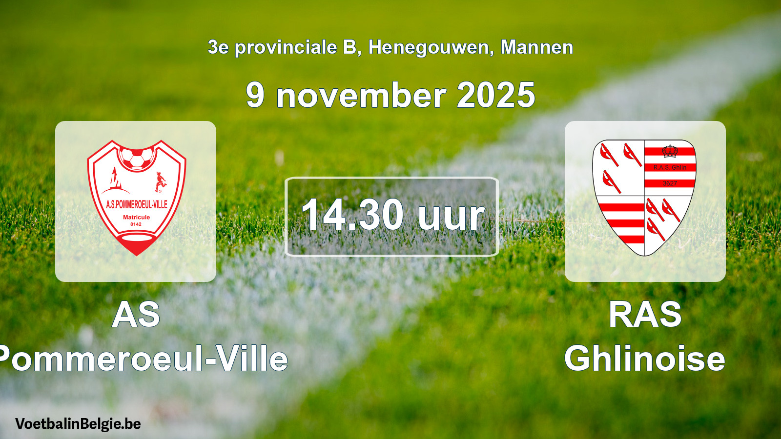 Scheduled match men football: AS Pommeroeul-Ville - RAS Ghlinoise (9 November 2025)