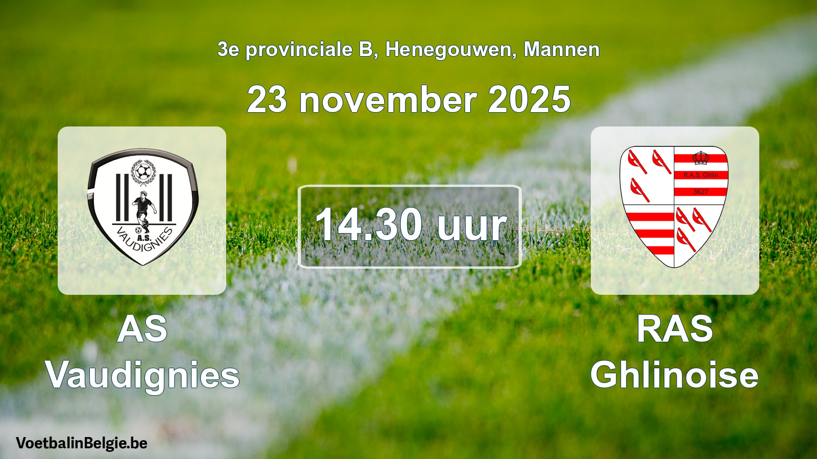 Scheduled match men football: AS Vaudignies - RAS Ghlinoise (23 November 2025)