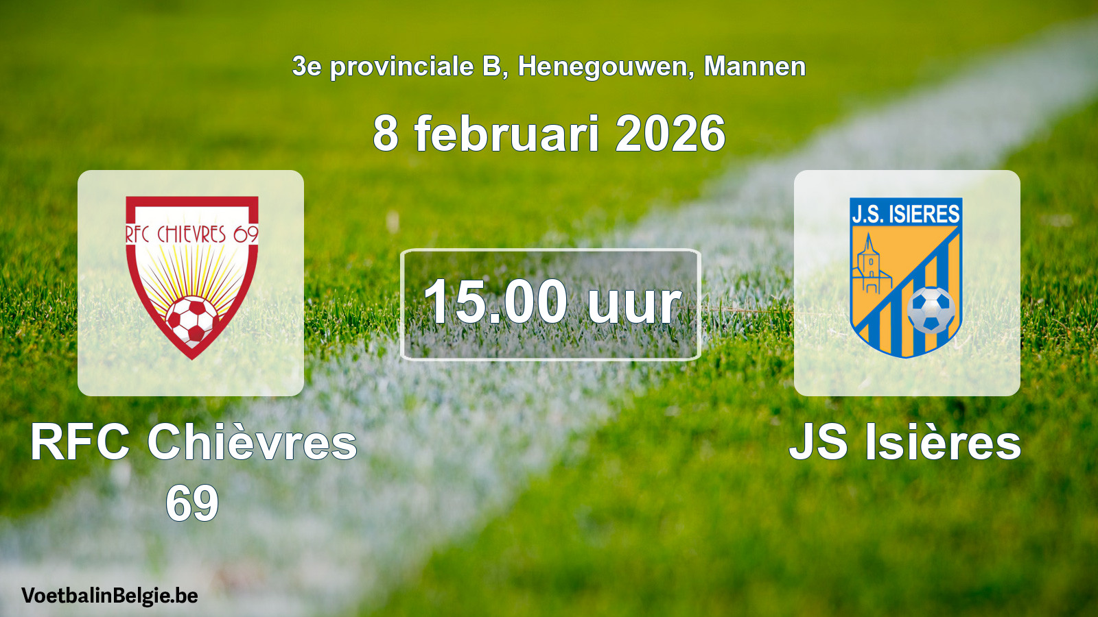 Match prévu football hommes: RFC Chièvres 69 - JS Isières (8 février 2026)