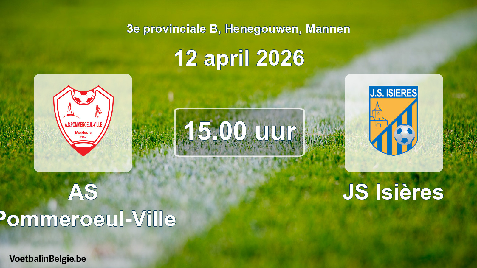 Scheduled match men football: AS Pommeroeul-Ville - JS Isières (12 April 2026)