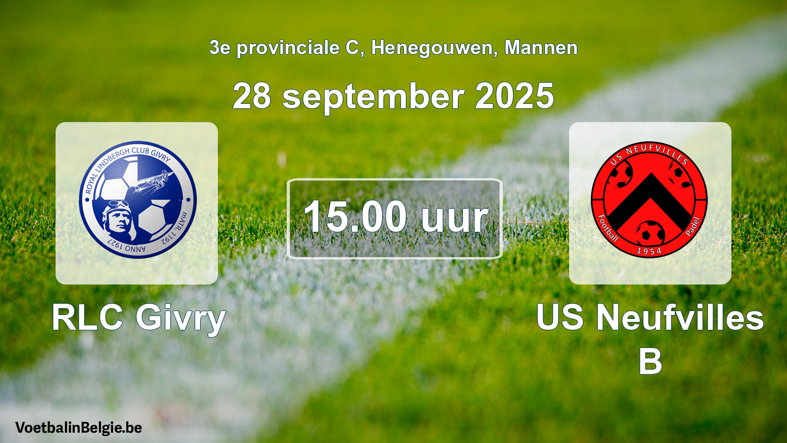 Scheduled match men football: RLC Givry - US Neufvilles B (28 September 2025)
