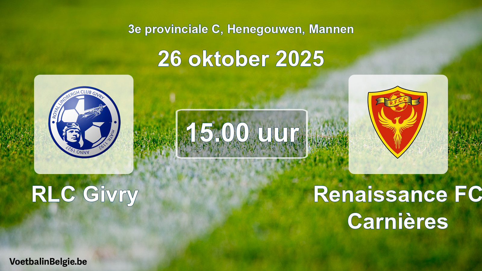 Scheduled match men football: RLC Givry - Renaissance FC Carnières (26 October 2025)