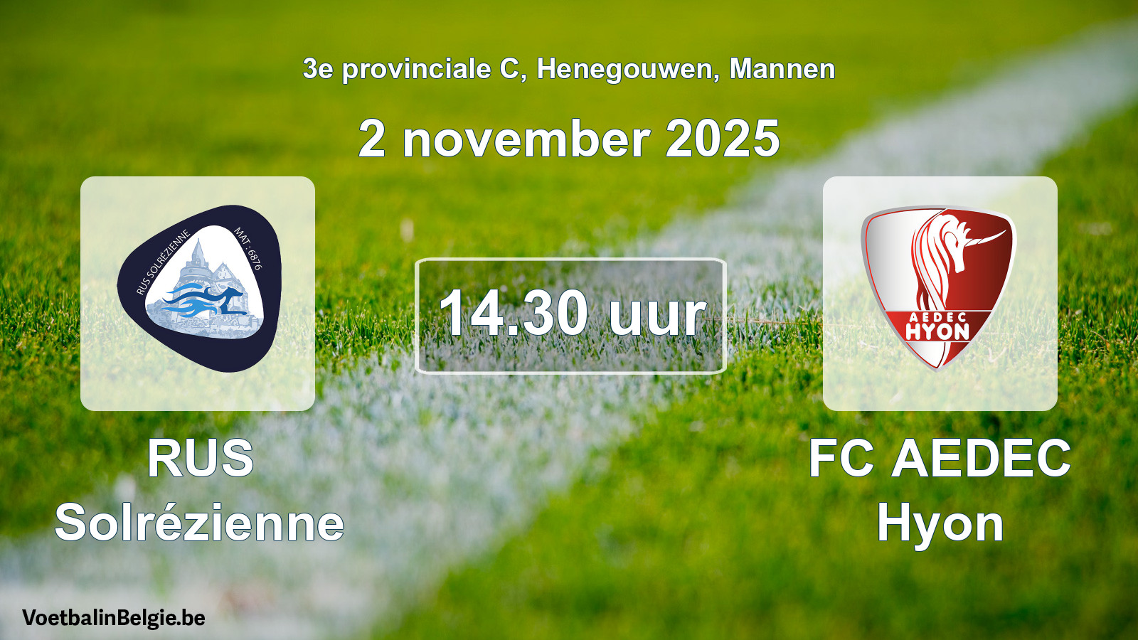 Scheduled match men football: RUS Solrézienne - FC AEDEC Hyon (2 November 2025)