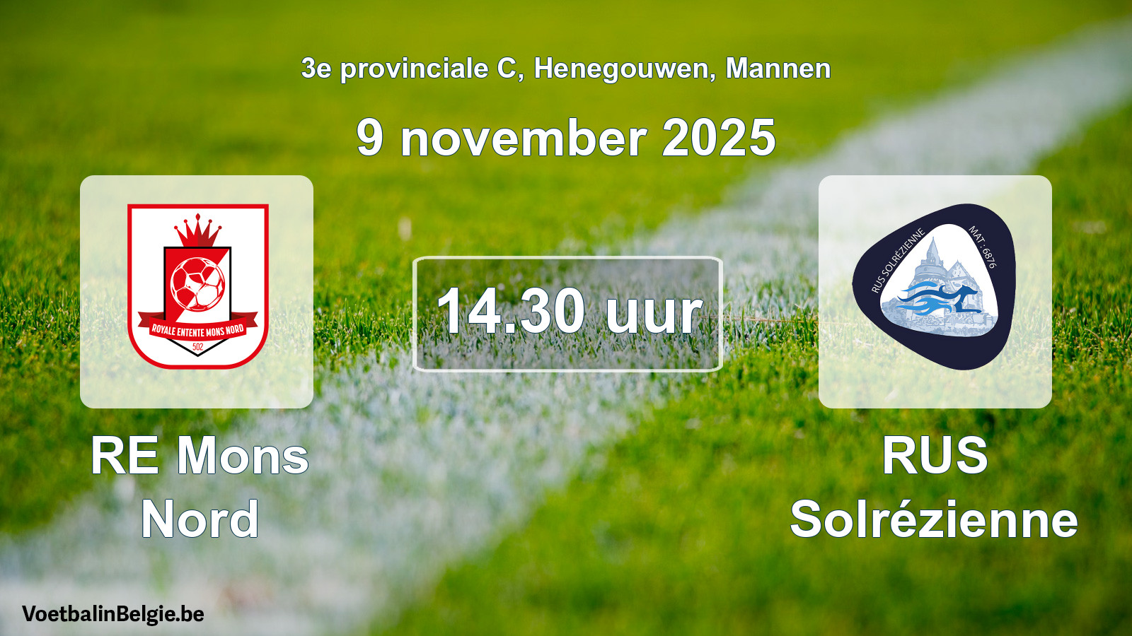 Scheduled match men football: RE Mons Nord - RUS Solrézienne (9 November 2025)