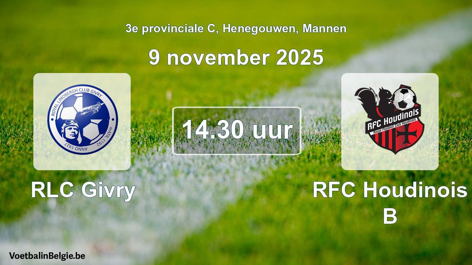 Geplande wedstrijd mannenvoetbal: RLC Givry - RFC Houdinois B (9 november 2025)