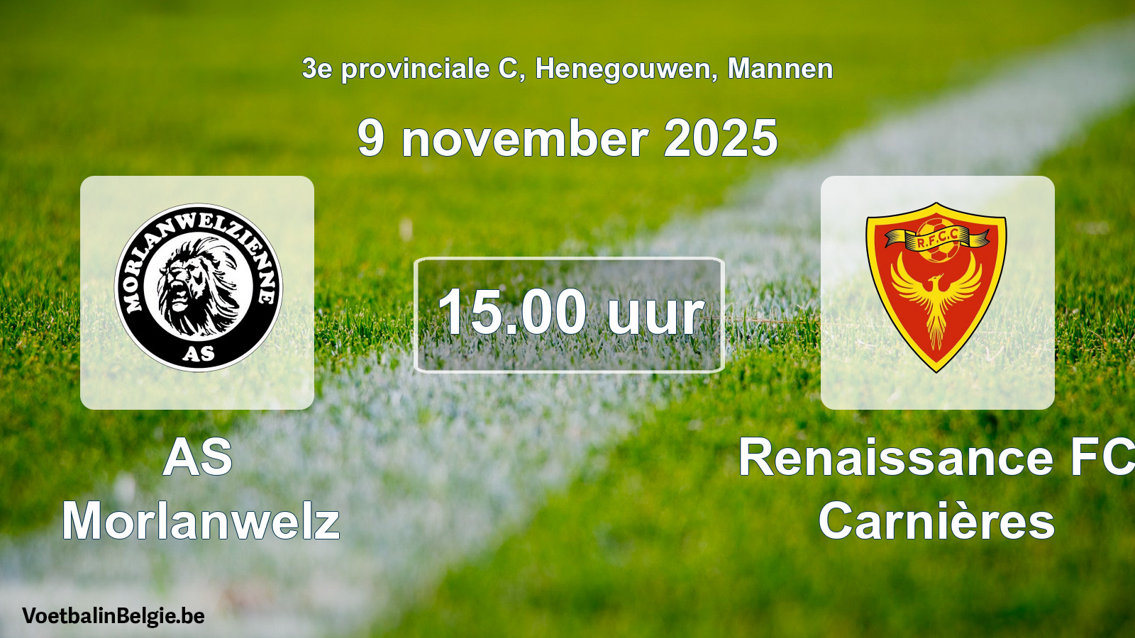 Scheduled match men football: AS Morlanwelz - Renaissance FC Carnières (9 November 2025)