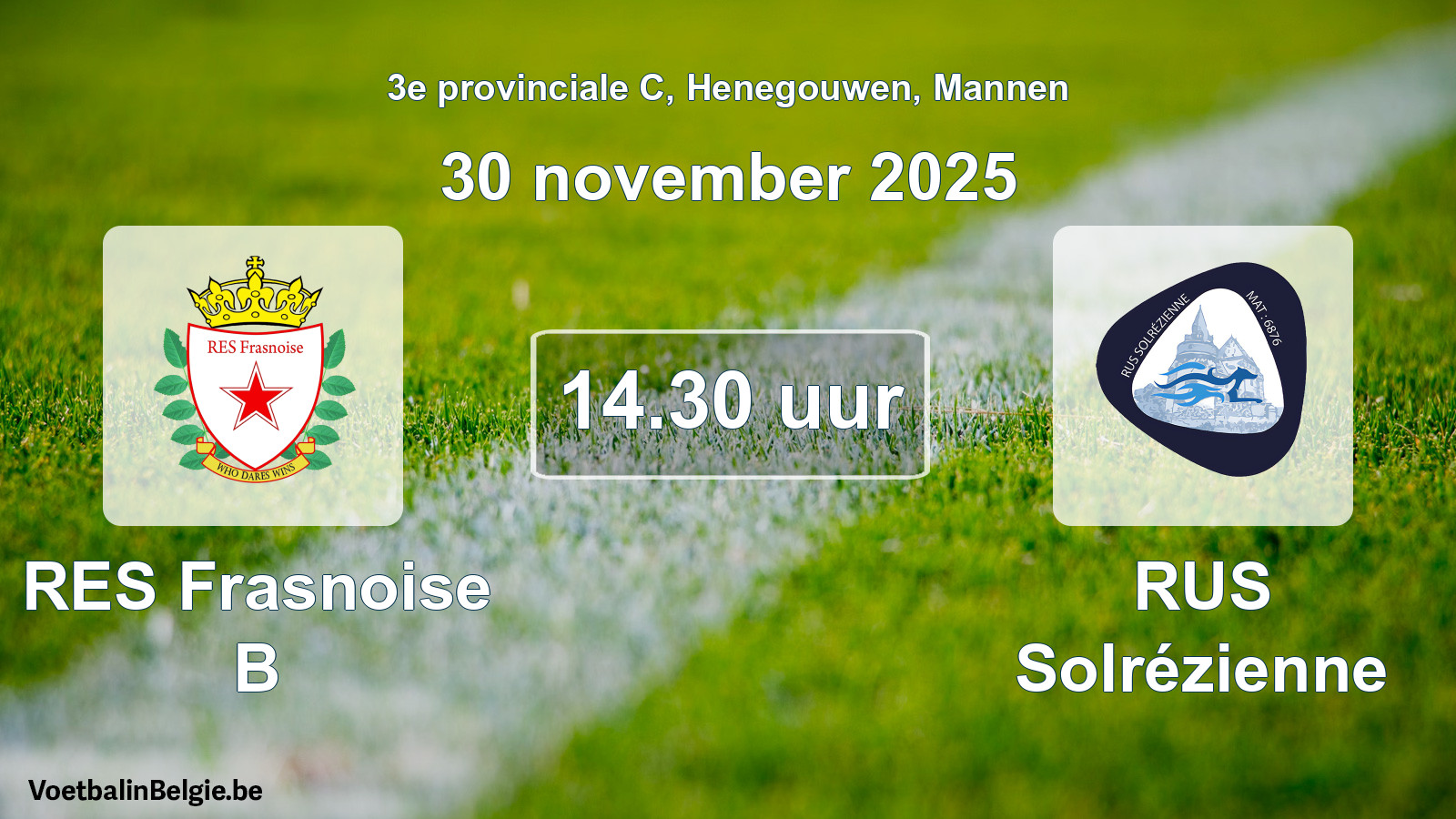 Scheduled match men football: RES Frasnoise B - RUS Solrézienne (30 November 2025)