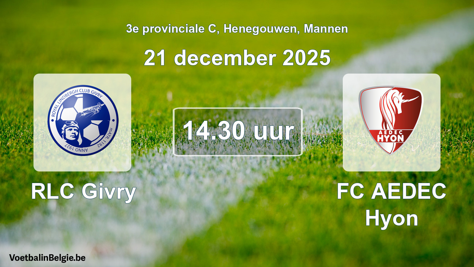 Scheduled match men football: RLC Givry - FC AEDEC Hyon (21 December 2025)