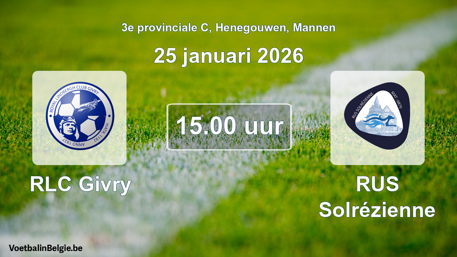 Scheduled match men football: RLC Givry - RUS Solrézienne (25 January 2026)