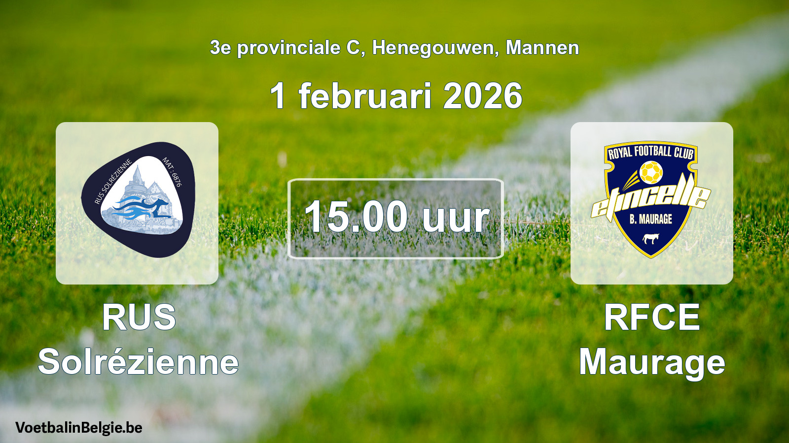 Scheduled match men football: RUS Solrézienne - RFCE Maurage (1 February 2026)