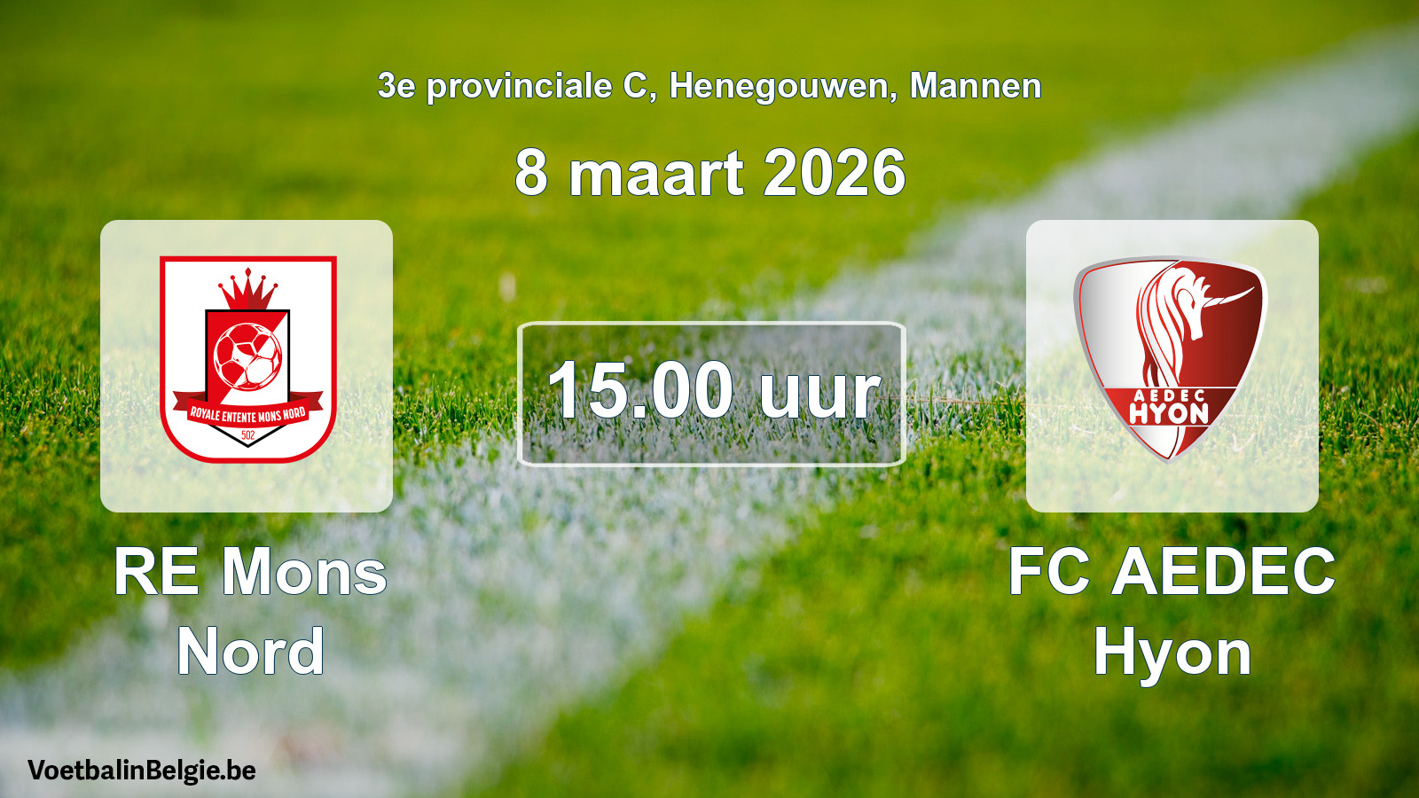Scheduled match men football: RE Mons Nord - FC AEDEC Hyon (8 March 2026)