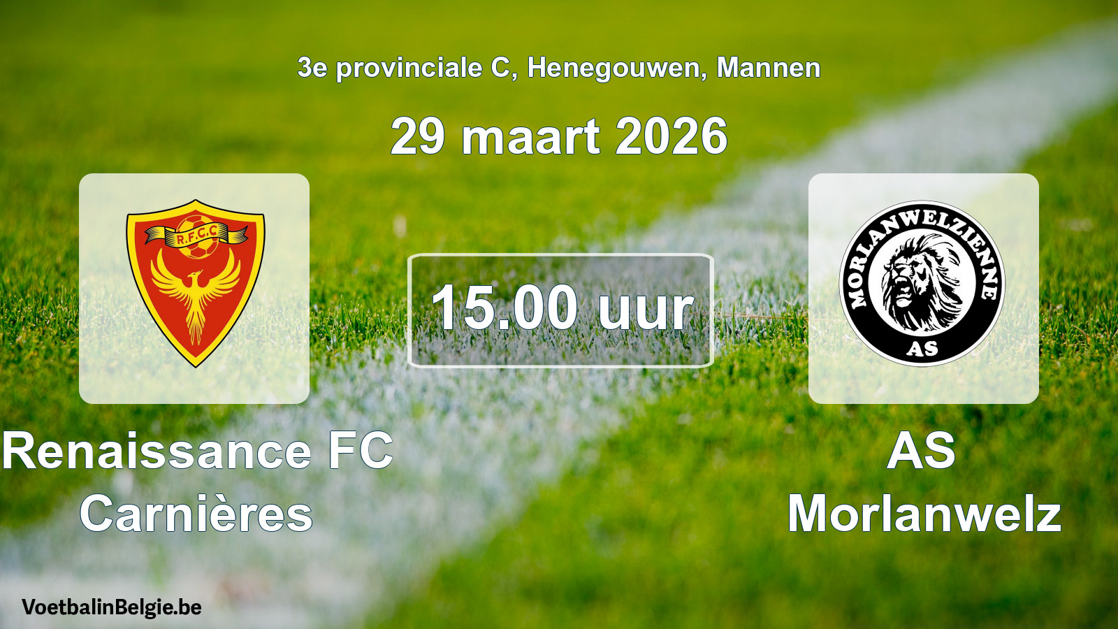 Scheduled match men football: Renaissance FC Carnières - AS Morlanwelz (29 March 2026)