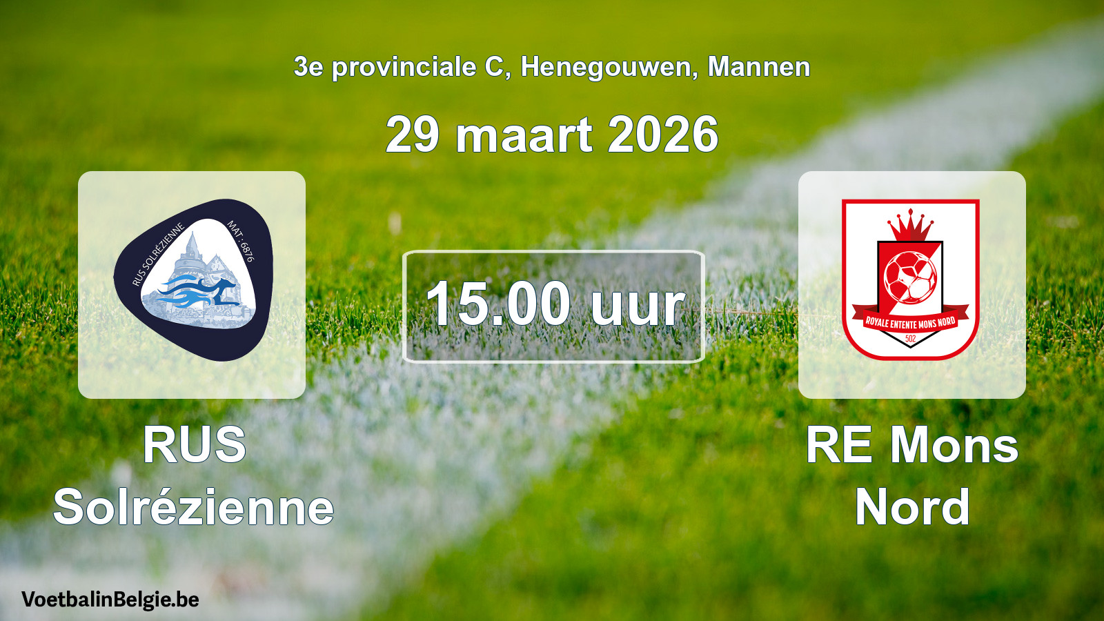 Scheduled match men football: RUS Solrézienne - RE Mons Nord (29 March 2026)