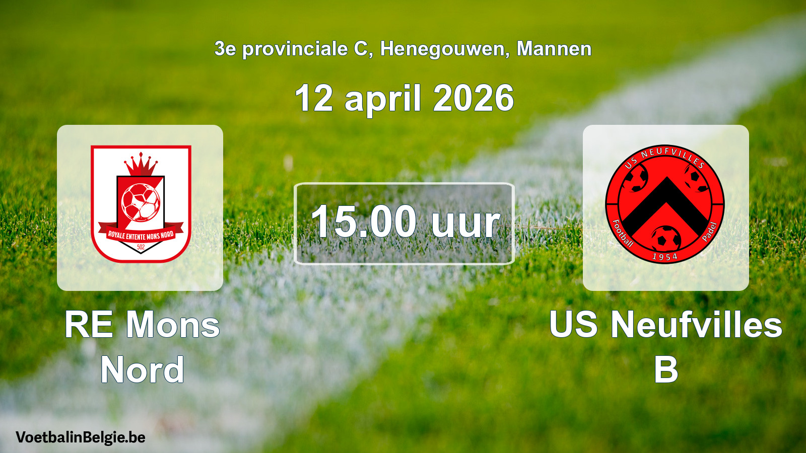 Scheduled match men football: RE Mons Nord - US Neufvilles B (12 April 2026)
