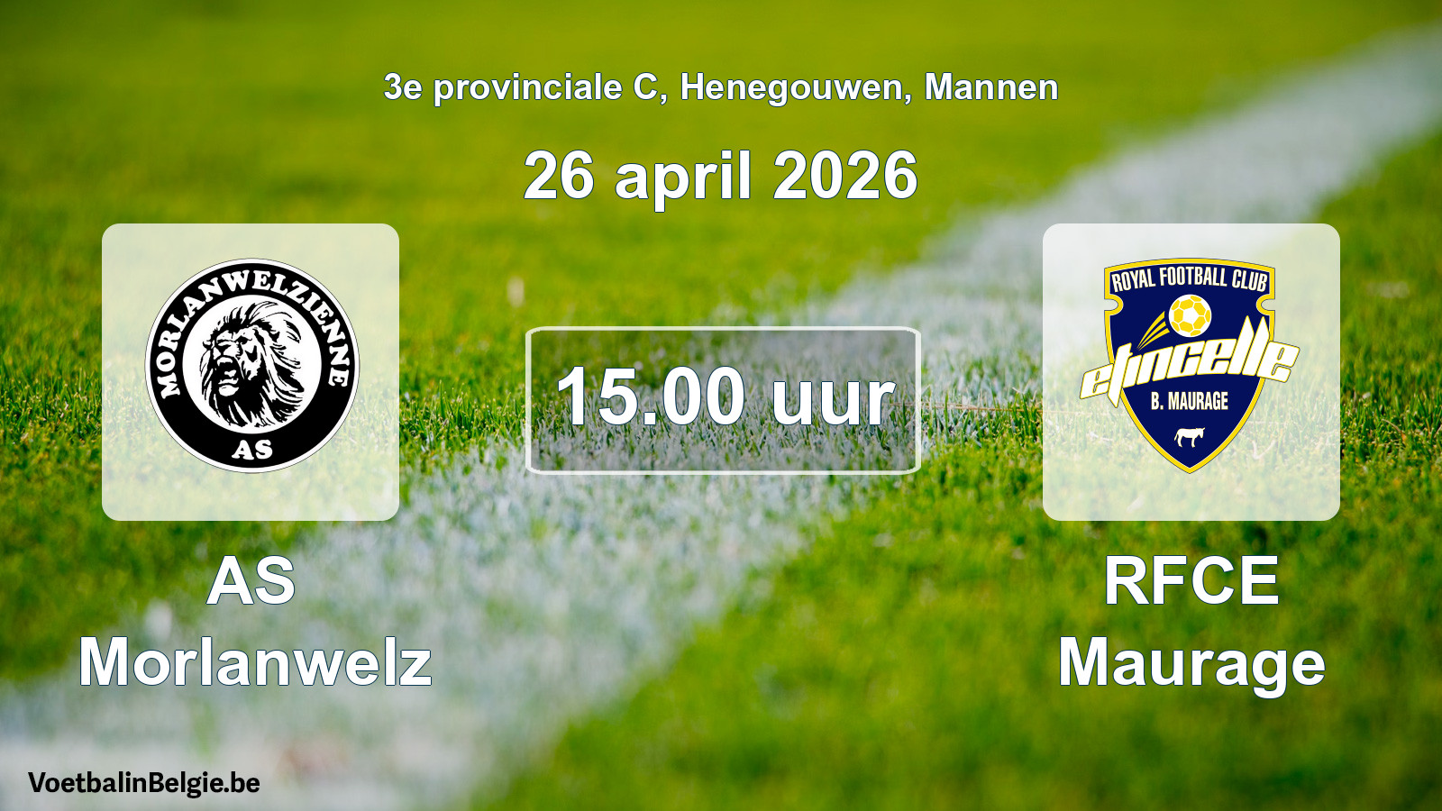 Scheduled match men football: AS Morlanwelz - RFCE Maurage (26 April 2026)