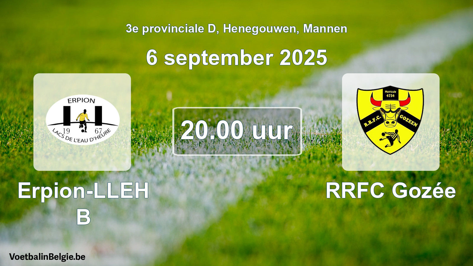 Scheduled match men football: Erpion-LLEH B - RRFC Gozée (6 September 2025)