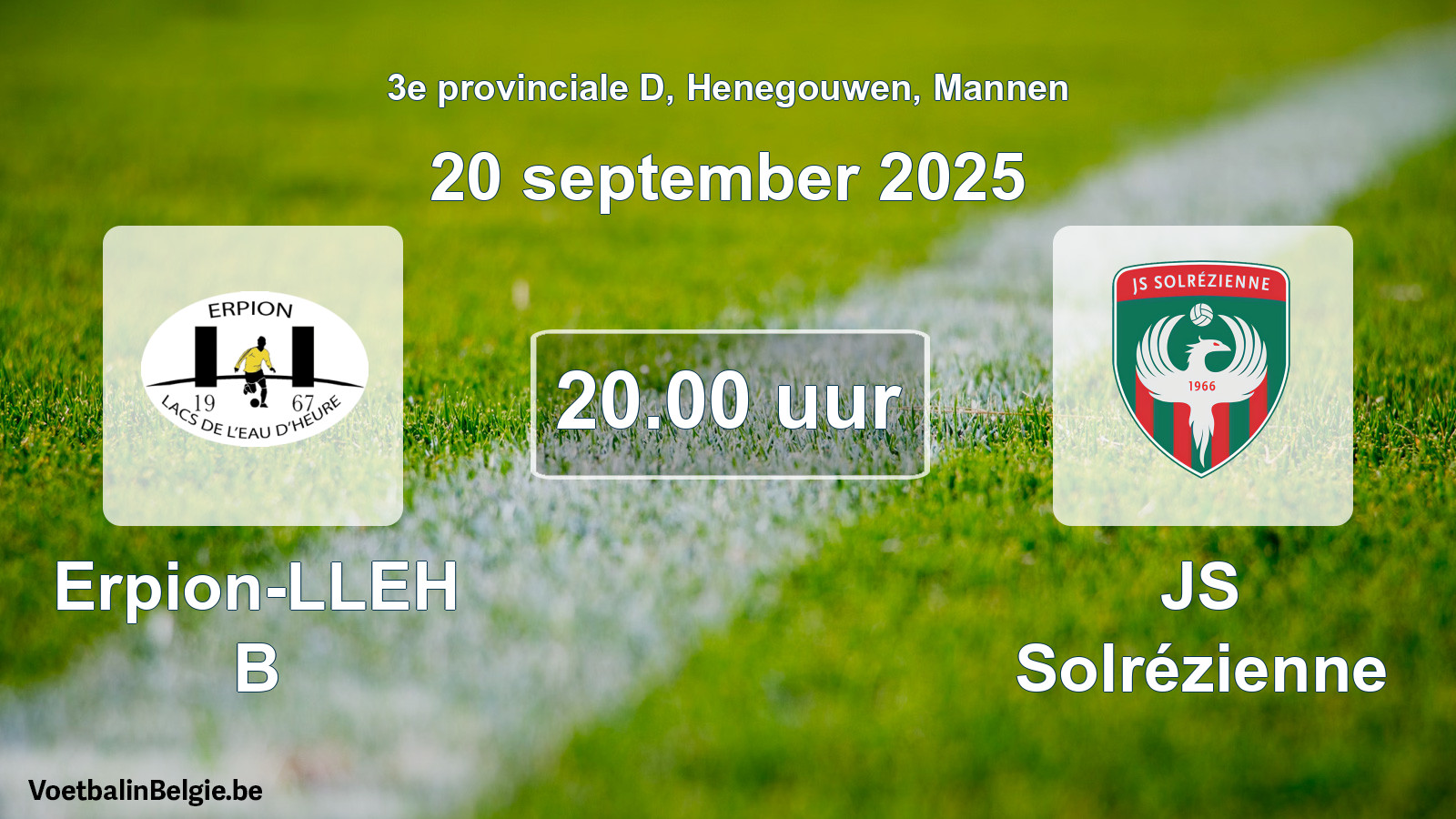 Scheduled match men football: Erpion-LLEH B - JS Solrézienne (20 September 2025)