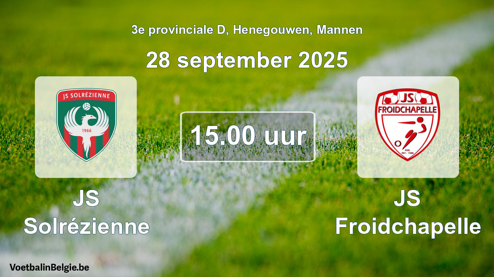 Scheduled match men football: JS Solrézienne - JS Froidchapelle (28 September 2025)