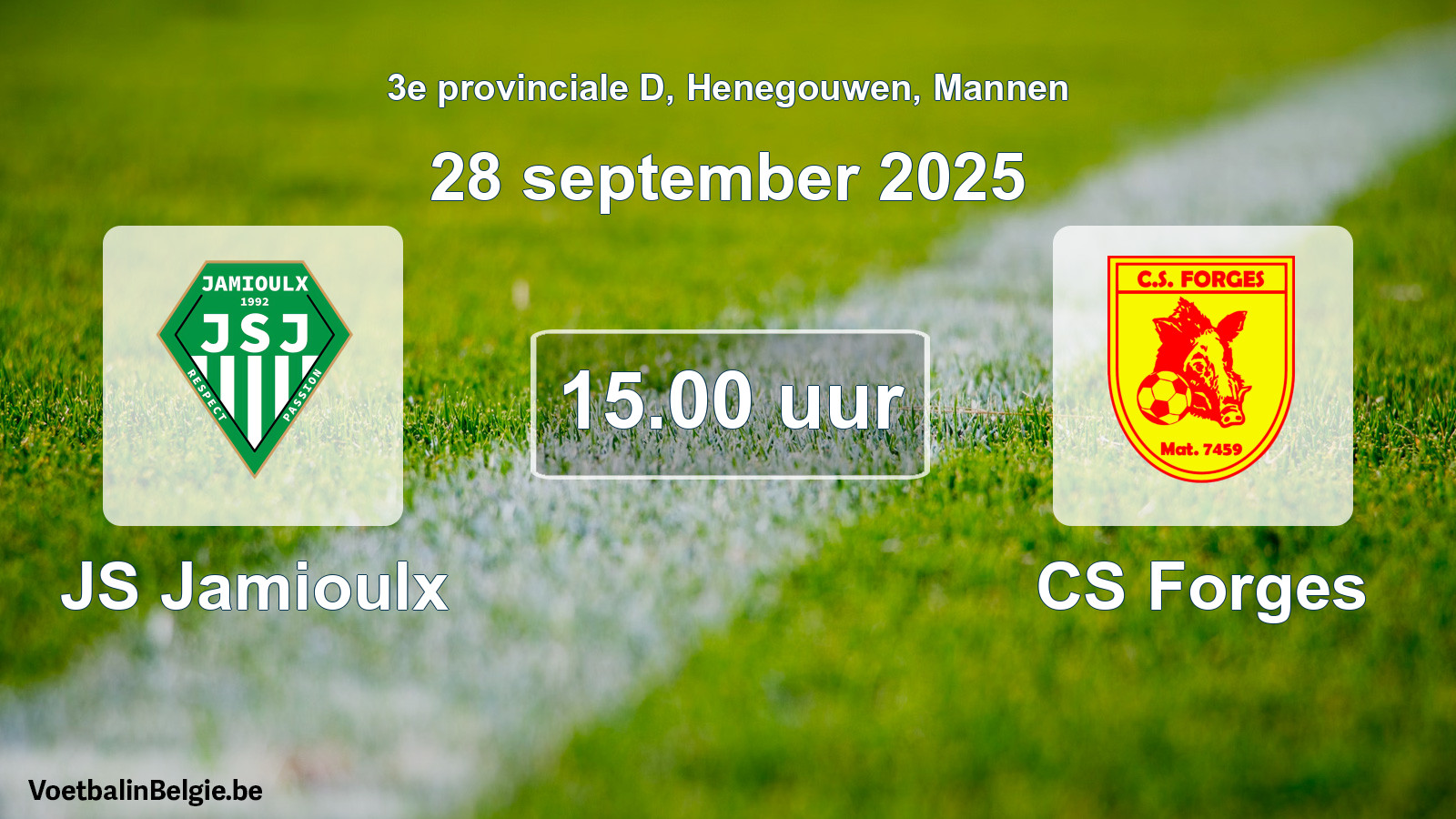 Scheduled match men football: JS Jamioulx - CS Forges (28 September 2025)