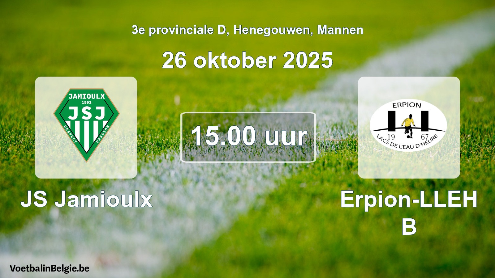 Scheduled match men football: JS Jamioulx - Erpion-LLEH B (26 October 2025)