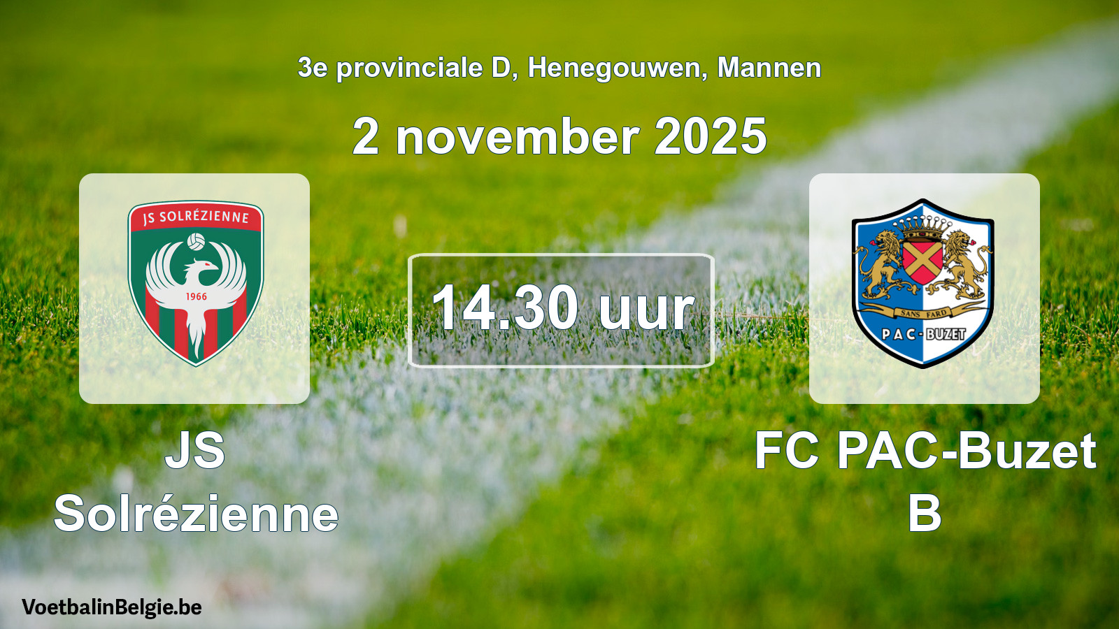 Scheduled match men football: JS Solrézienne - FC PAC-Buzet B (2 November 2025)