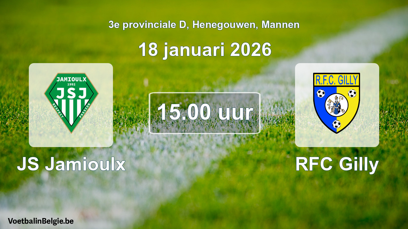 Scheduled match men football: JS Jamioulx - RFC Gilly (18 January 2026)