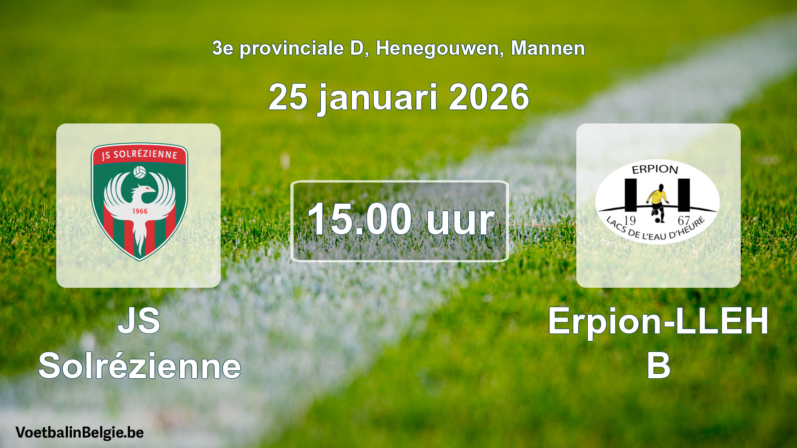 Scheduled match men football: JS Solrézienne - Erpion-LLEH B (25 January 2026)