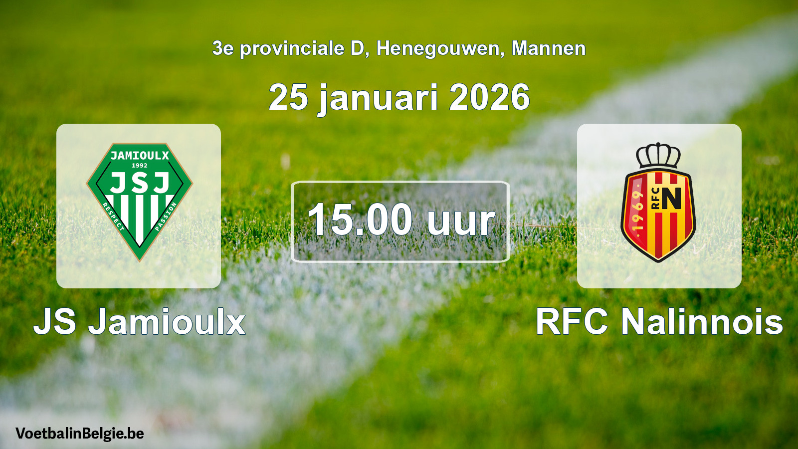 Scheduled match men football: JS Jamioulx - RFC Nalinnois (25 January 2026)