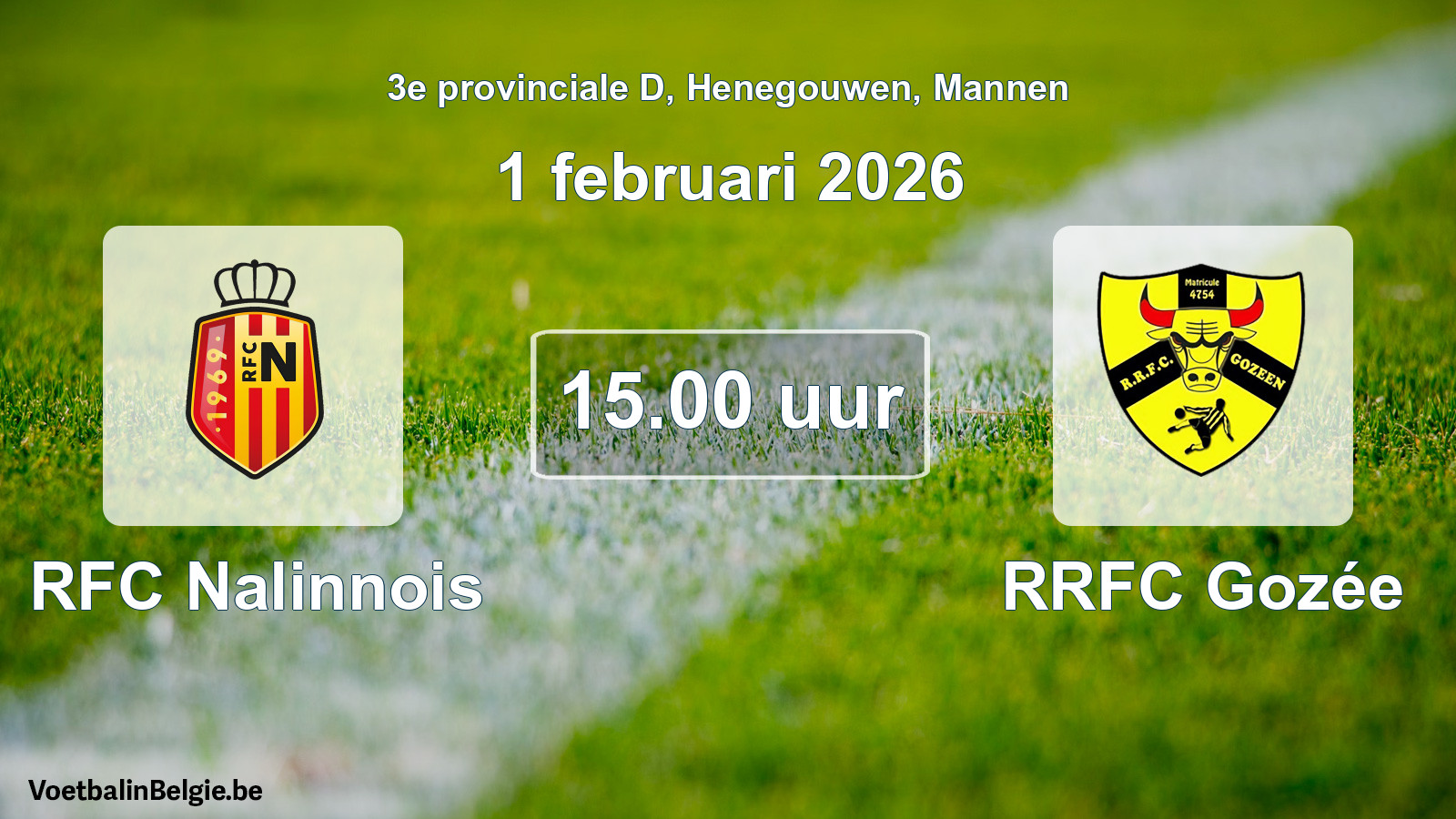 Scheduled match men football: RFC Nalinnois - RRFC Gozée (1 February 2026)