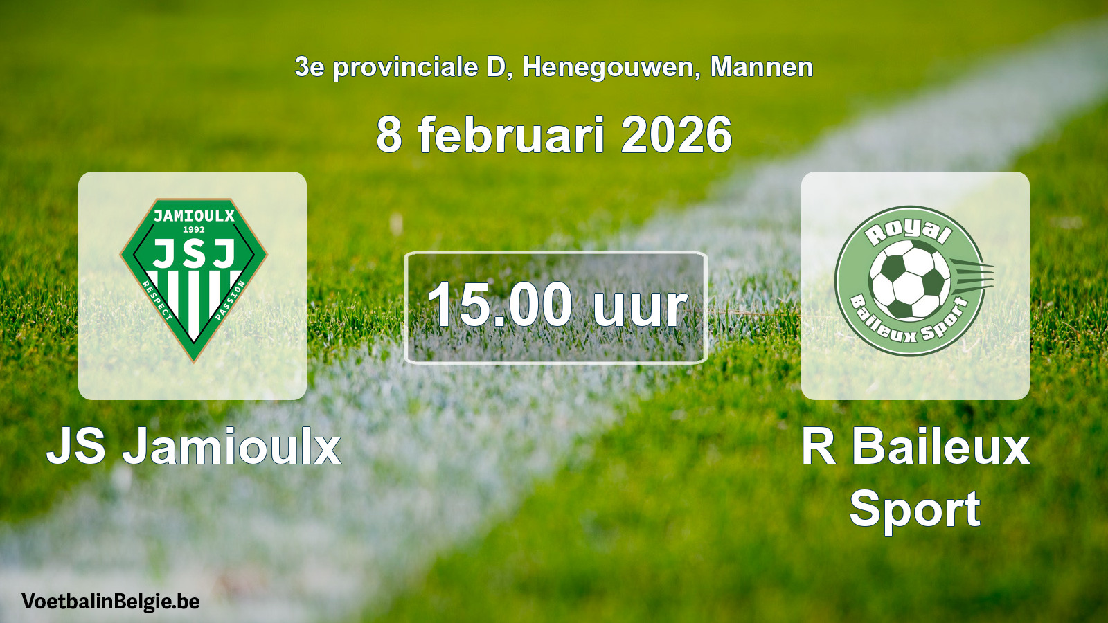 Scheduled match men football: JS Jamioulx - R Baileux Sport (8 February 2026)