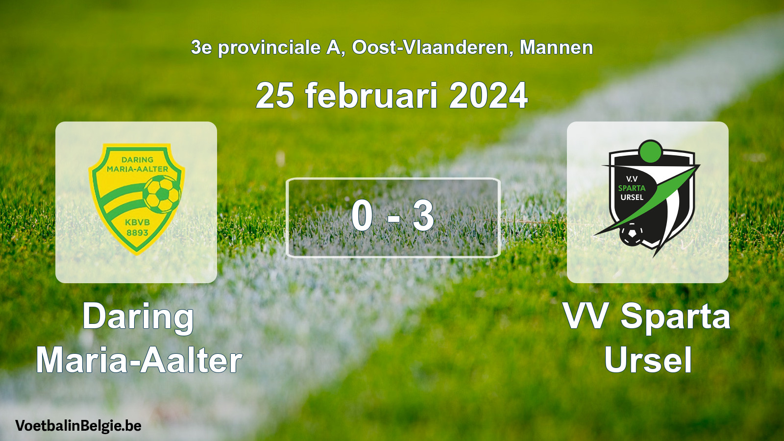 Gespeelde wedstrijd mannenvoetbal: Daring Maria-Aalter - VV Sparta Ursel 0 - 3 (25 februari 2024)