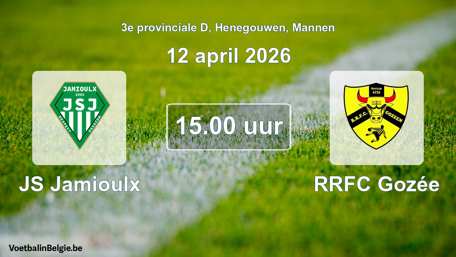 Scheduled match men football: JS Jamioulx - RRFC Gozée (12 April 2026)