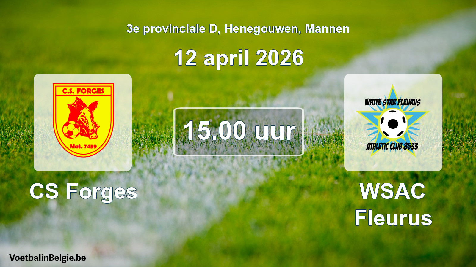 Geplande wedstrijd mannenvoetbal: CS Forges - WSAC Fleurus (12 april 2026)