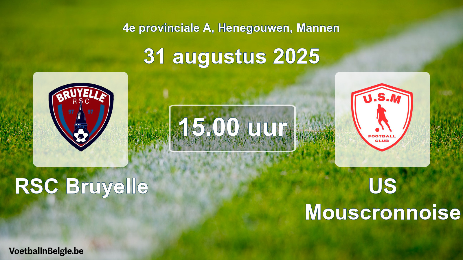 Scheduled match men football: RSC Bruyelle - US Mouscronnoise (31 August 2025)