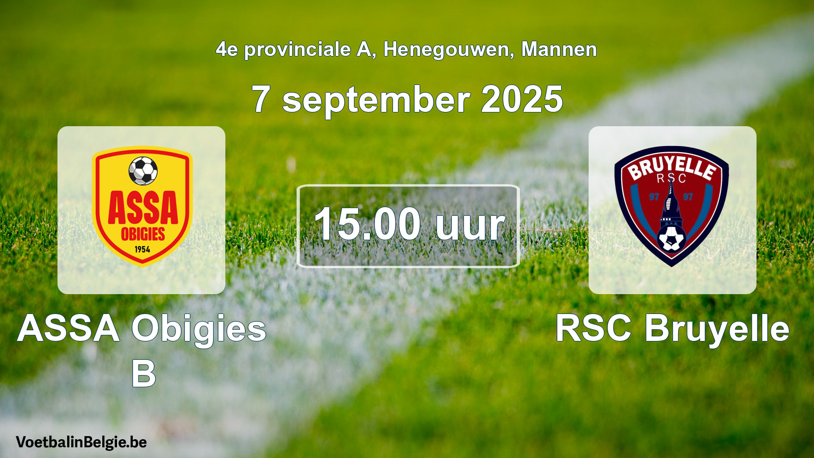 Scheduled match men football: ASSA Obigies B - RSC Bruyelle (7 September 2025)