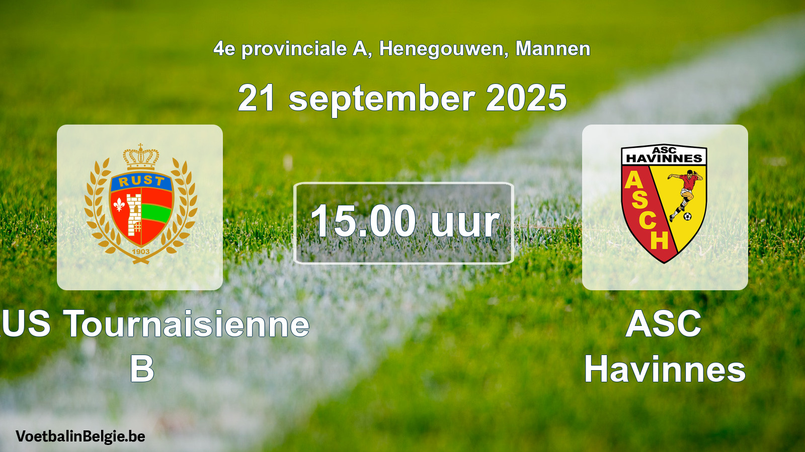 Geplantes Spiel männer-Fußball: RUS Tournaisienne B - ASC Havinnes (21 September 2025)