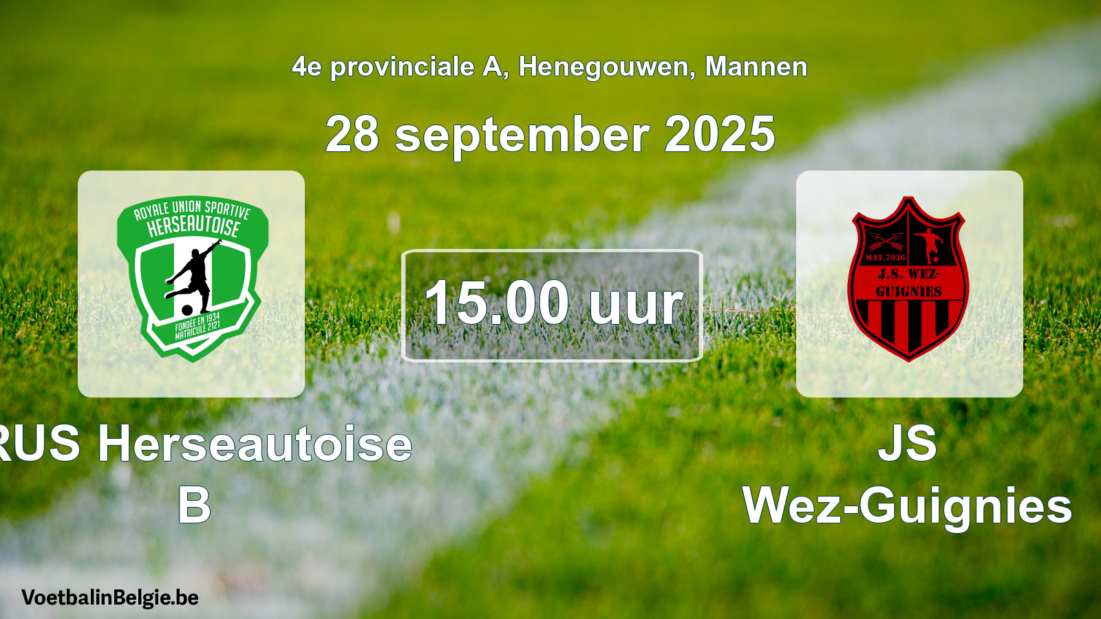 Scheduled match men football: RUS Herseautoise B - JS Wez-Guignies (28 September 2025)