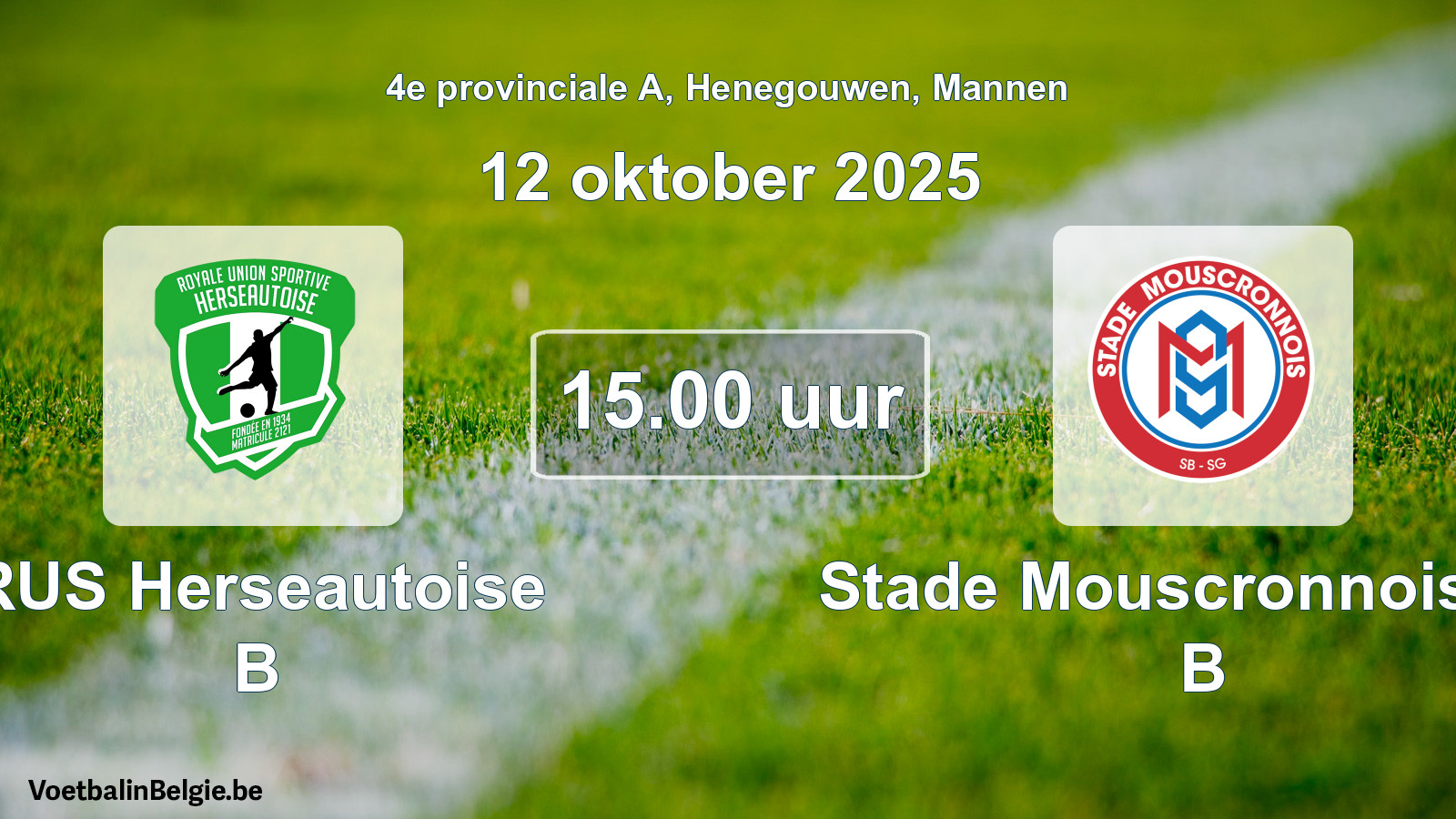 Scheduled match men football: RUS Herseautoise B - Stade Mouscronnois SB B (12 October 2025)