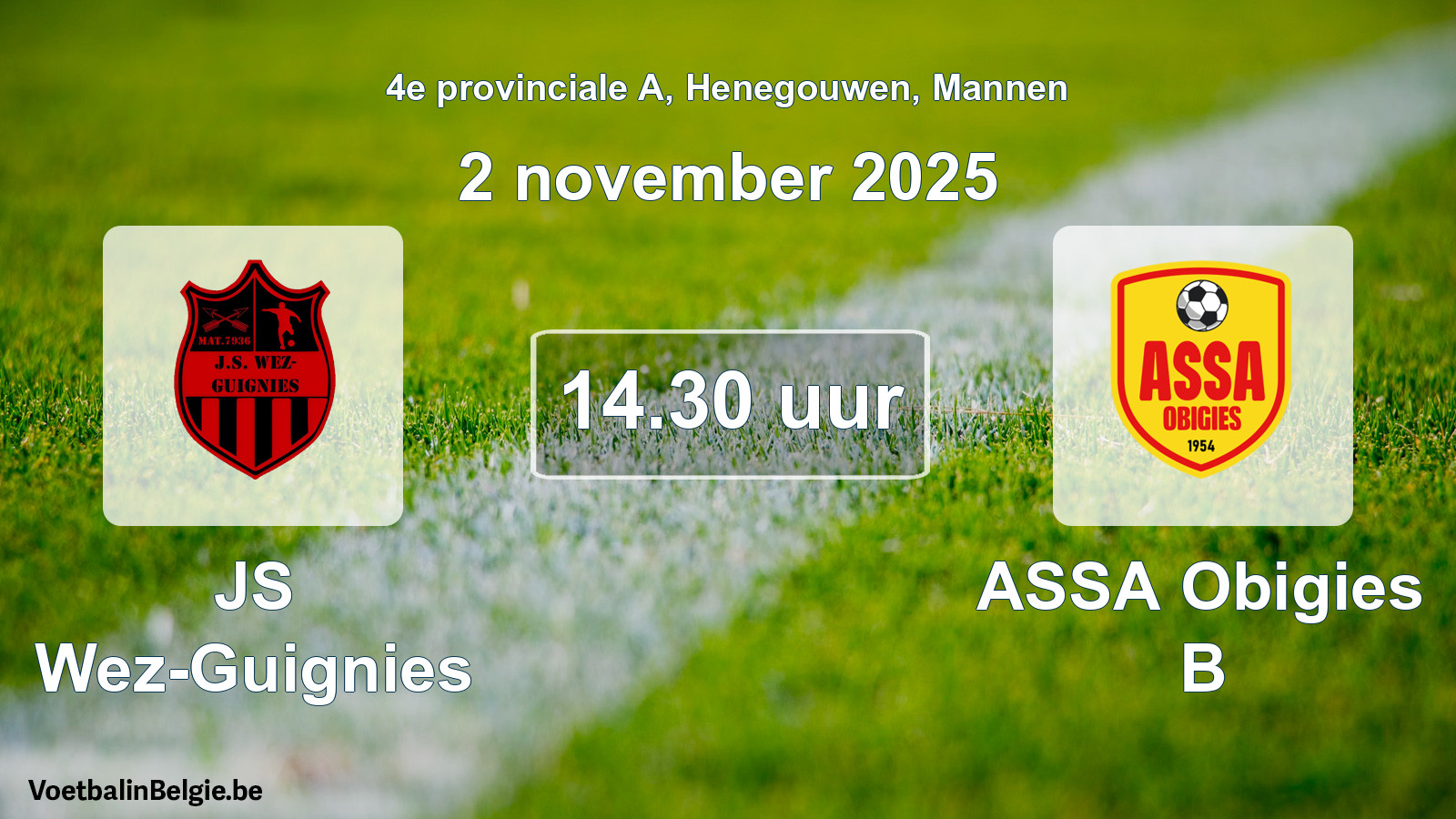 Scheduled match men football: JS Wez-Guignies - ASSA Obigies B (2 November 2025)
