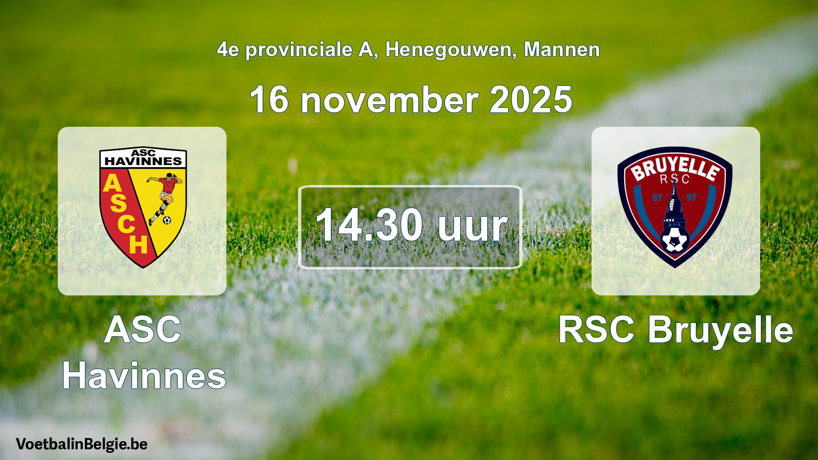 Geplande wedstrijd mannenvoetbal: ASC Havinnes - RSC Bruyelle (16 november 2025)