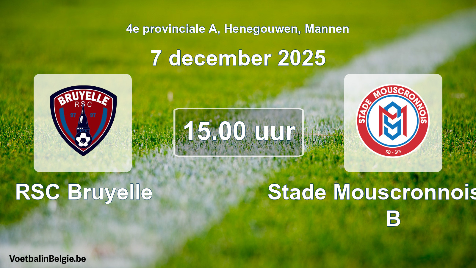 Scheduled match men football: RSC Bruyelle - Stade Mouscronnois SB B (7 December 2025)