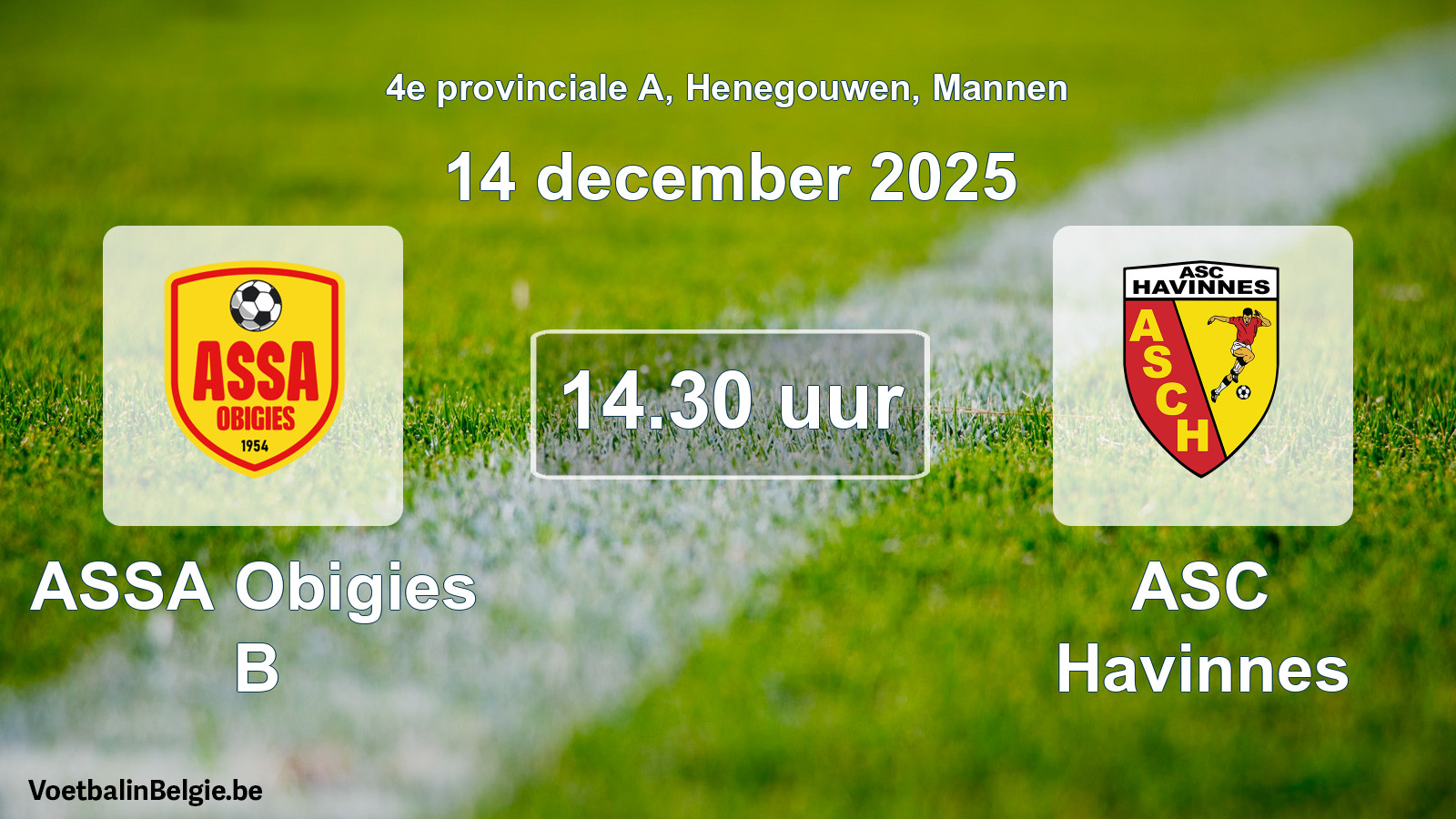 Geplantes Spiel männer-Fußball: ASSA Obigies B - ASC Havinnes (14 Dezember 2025)