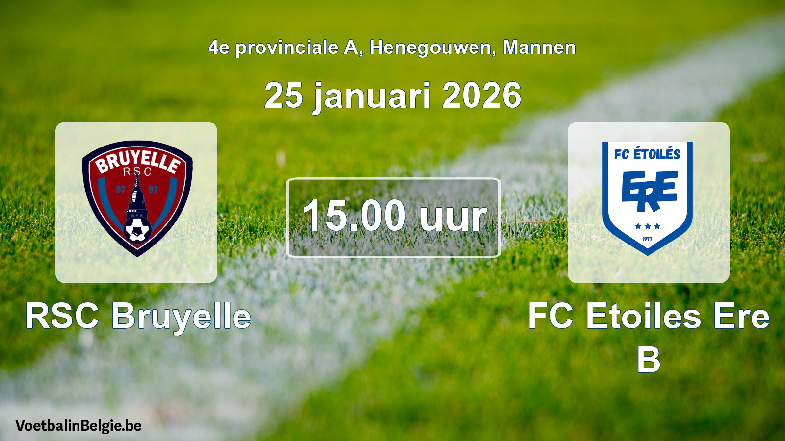 Scheduled match men football: RSC Bruyelle - FC Etoiles Ere B (25 January 2026)
